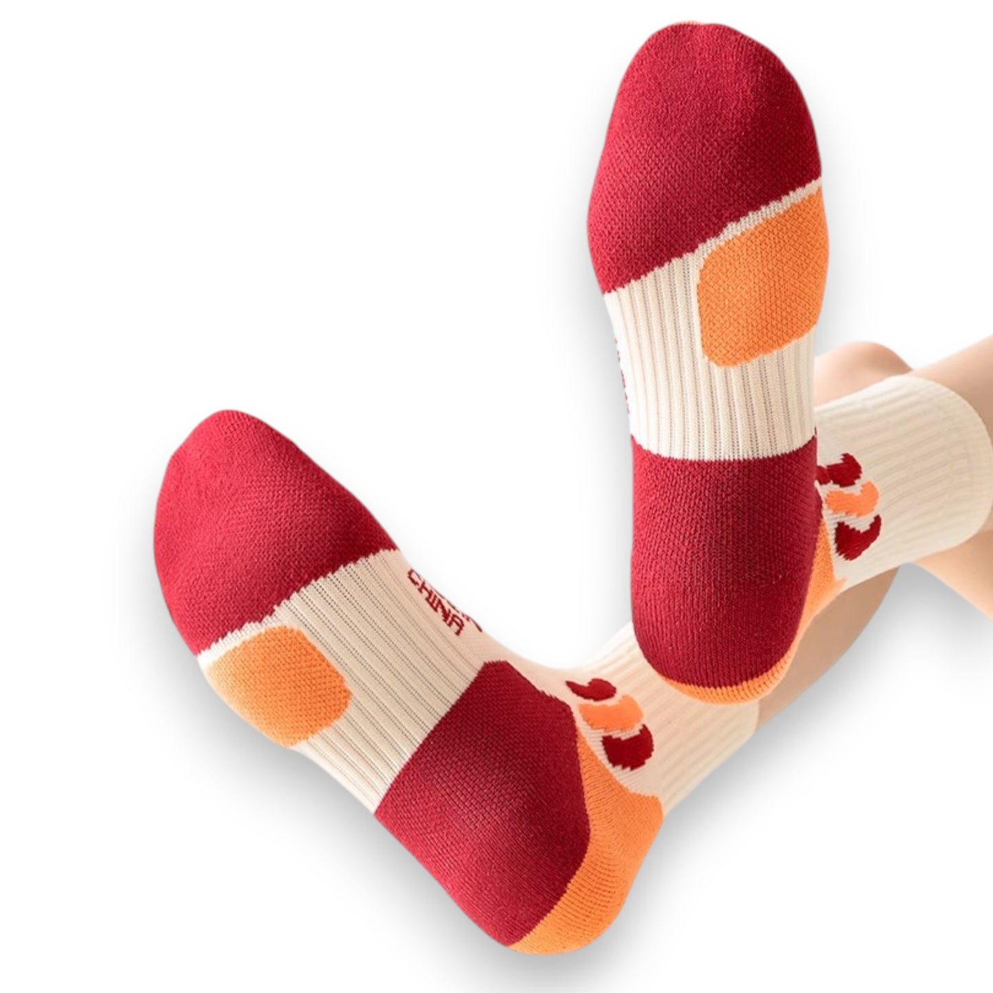 3 Pair Pack Sports Crew Socks with Color Block Toes Cushioned Soles and Ribbed Knit Design