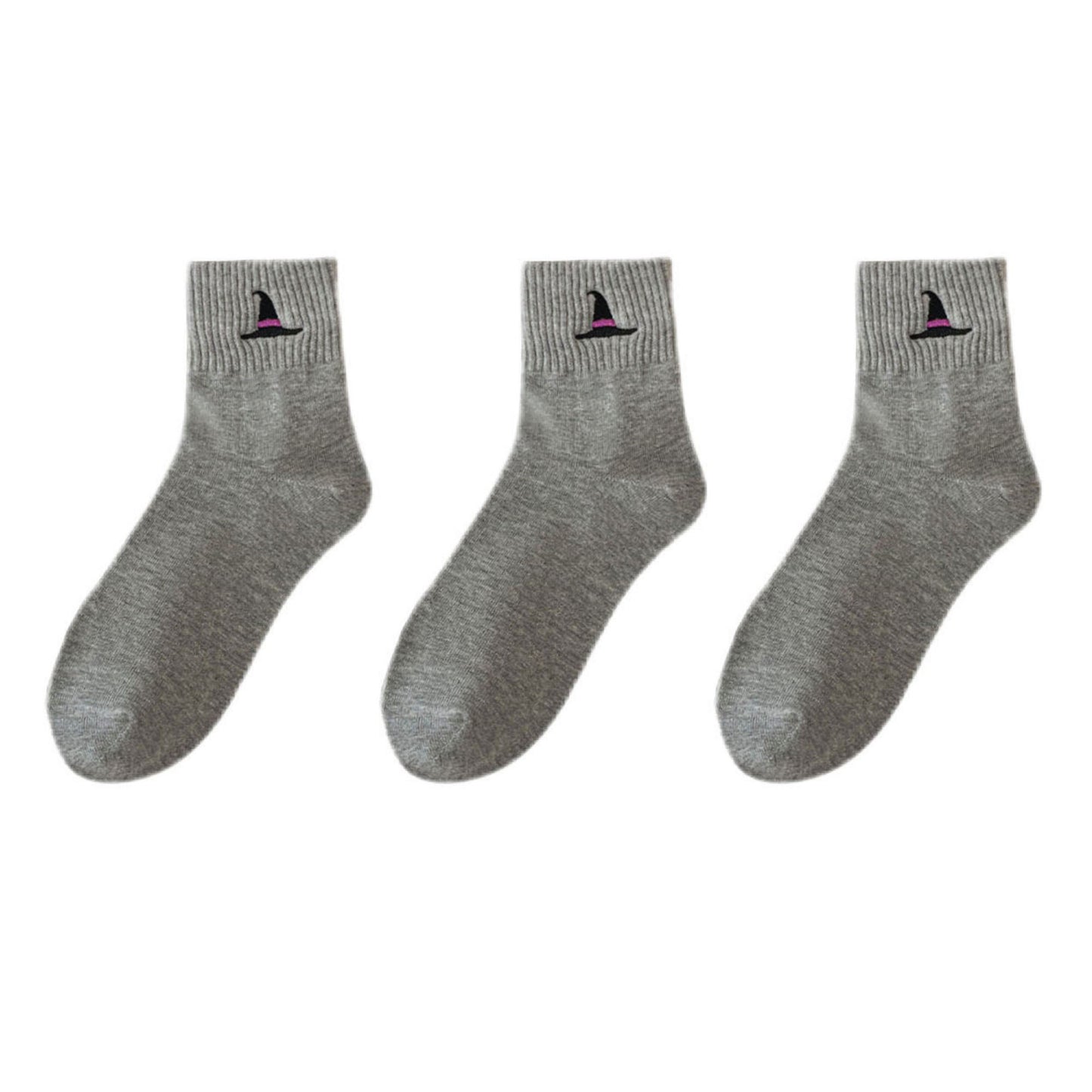 3-Pack Crew Socks with Ribbed Cuffs in Festive Halloween Design
