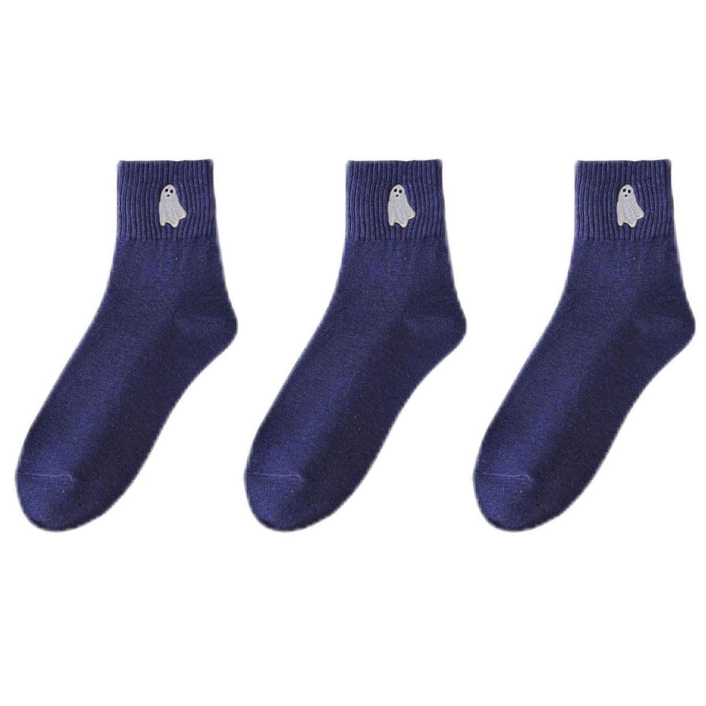 3-Pack Crew Socks with Ribbed Cuffs in Festive Halloween Design