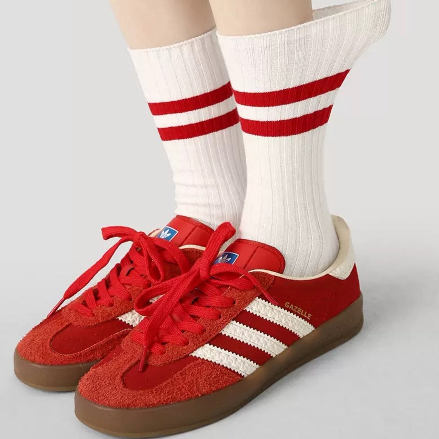 3 Pack Crew Socks Set Ribbed Knit Athletic Stripe and Classic Pattern Casual Everyday Wear