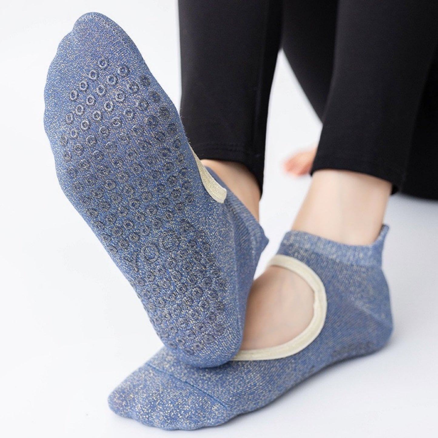 3-Pack Quarter Cut Ballet Grip Socks with Slightly Shiny Stretch Knit and Anti-Slip Sole