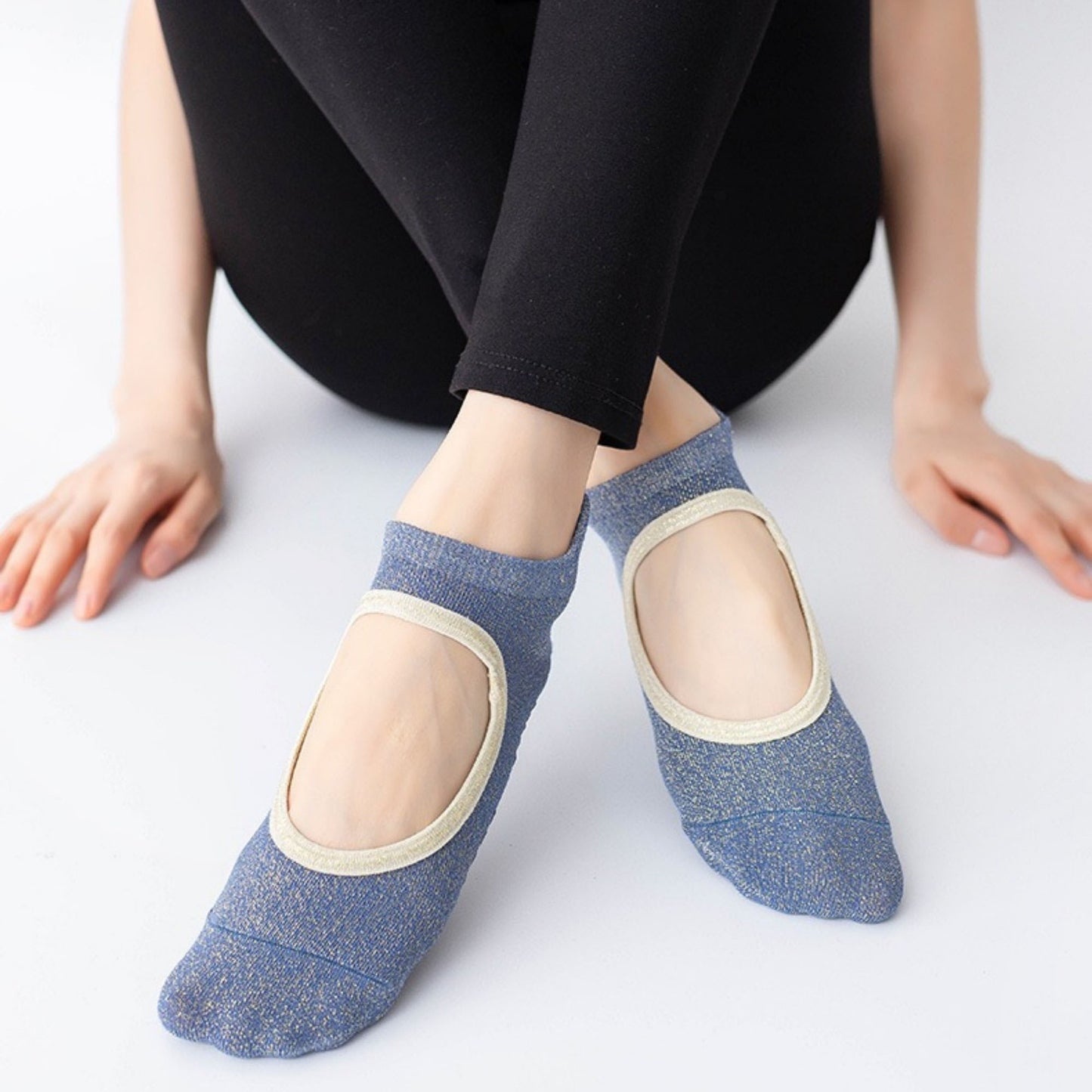 3-Pack Quarter Cut Ballet Grip Socks with Slightly Shiny Stretch Knit and Anti-Slip Sole