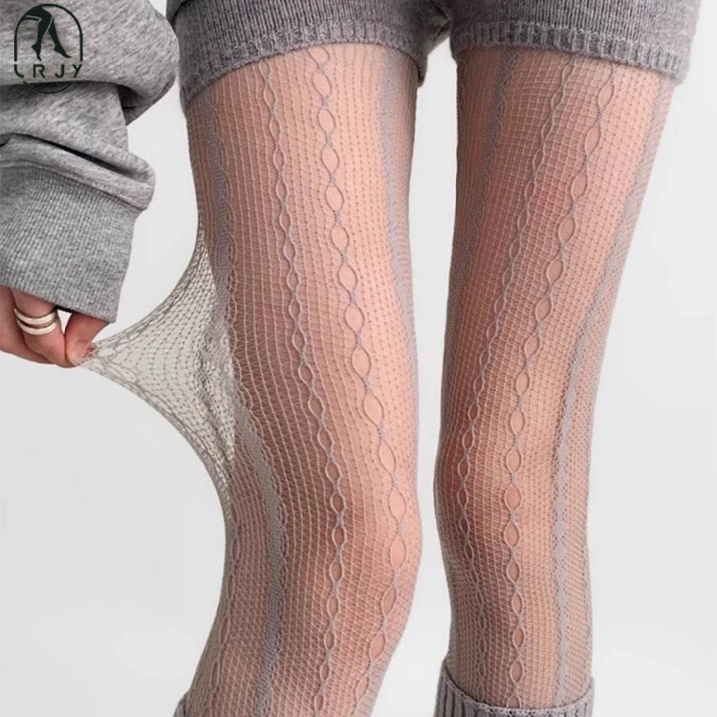 2-Pack Sheer Patterned Hosiery with Stretch Fishnet Design and Vertical Stripe Detailing