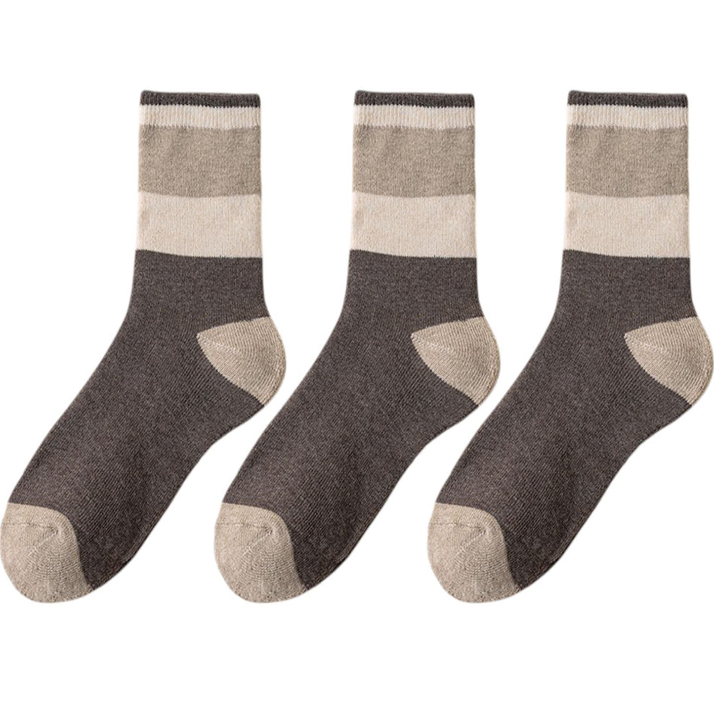 3 - Pack Colorblock Crew Socks with Soft Knit Fabric and Reinforced Heel and Toe