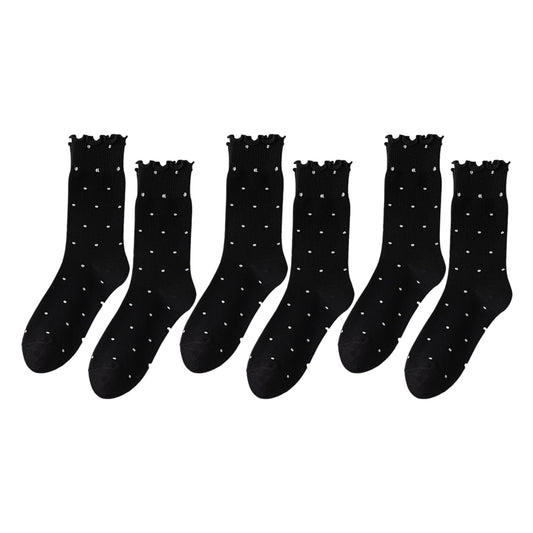 6pk Women's Polka Dot Ankle Socks with Ruffled Cuffs