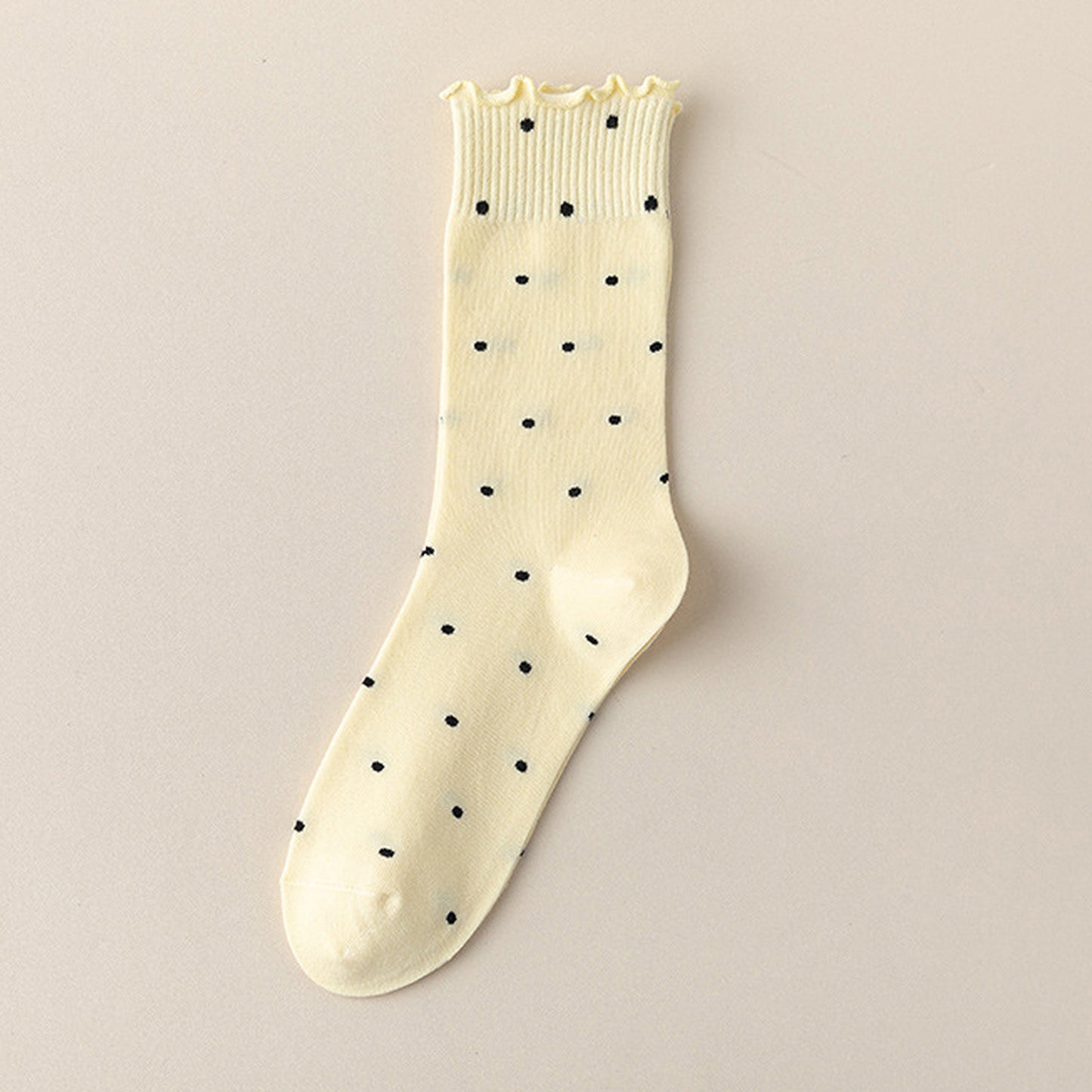 6pk Women's Polka Dot Ankle Socks with Ruffled Cuffs