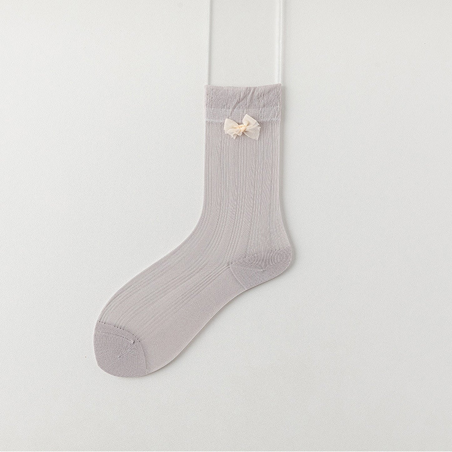 6pk Breathable Sheer Ankle Socks with Bow Accent