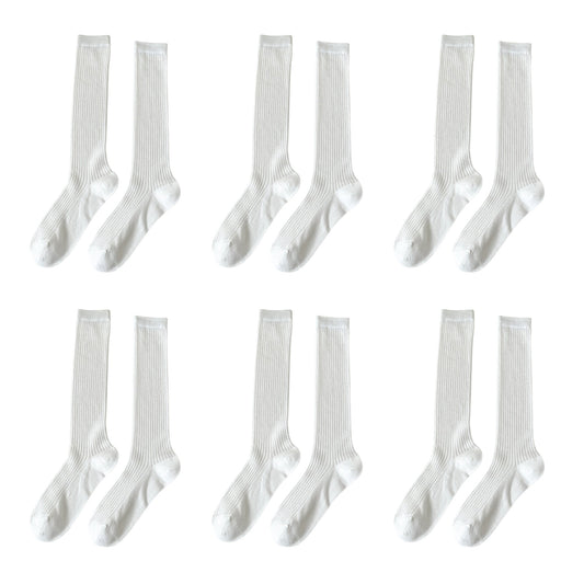 6pk Ribbed Knee - High Socks - Soft & Breathable