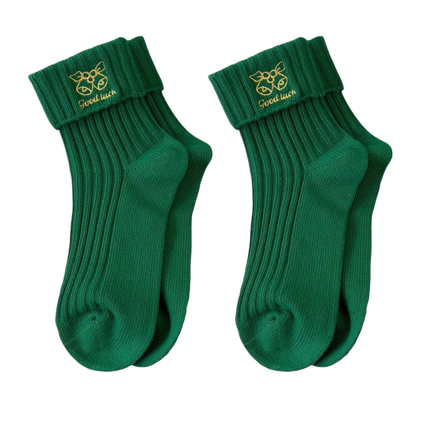 2-Pair Pack Fall Winter Warm Cotton Socks with Cute Christmas Embroidery