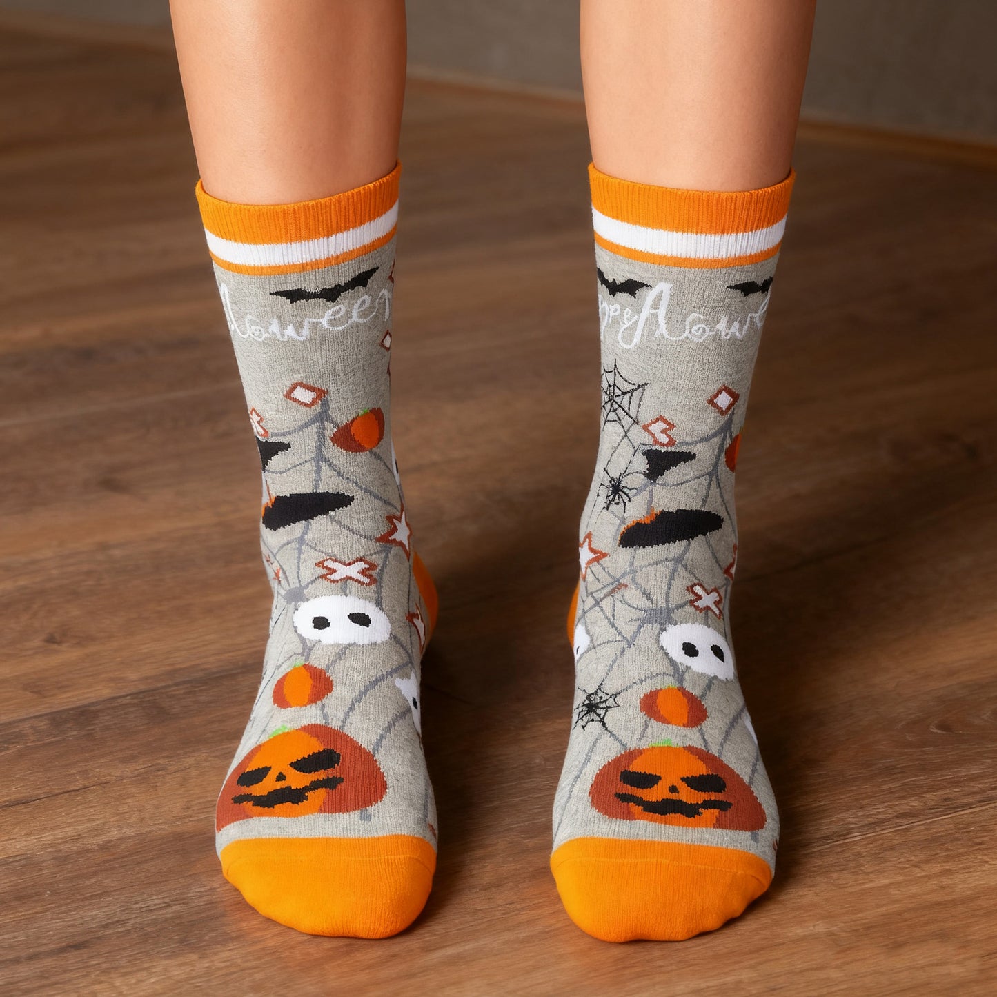 2 Pairs Women's Cotton Halloween Socks Fun Festive Holiday Patterns