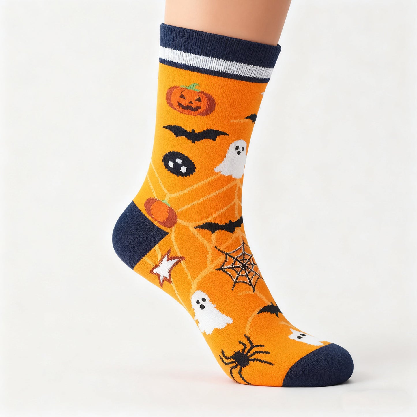 2 Pairs Women's Cotton Halloween Socks Fun Festive Holiday Patterns