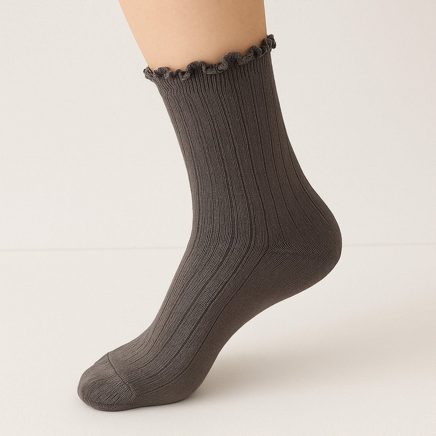 3-Pair Pack Cotton Mesh Ankle Socks with Delicate Ruffle Trim