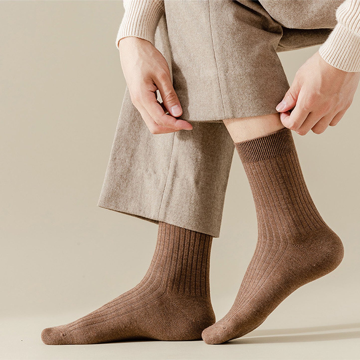 6pk Men's Wool Crew Socks - Soft, Durable & Anti - Pilling
