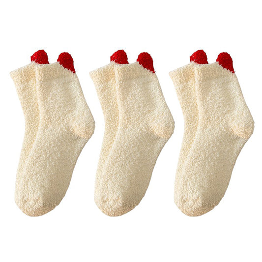 3 Pairs Coral Fleece Home Sleep Socks Warm Plush Indoor Cozy Socks