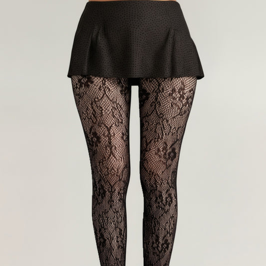 3-Piece Set Floral Lace Pattern Sheer Tights