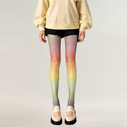 Gradient Rainbow Sheer Tights with Soft Ombre Design