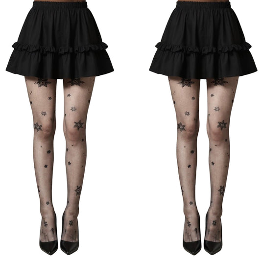2pcs Women's Sheer Tights with Glitter Star Pattern Design