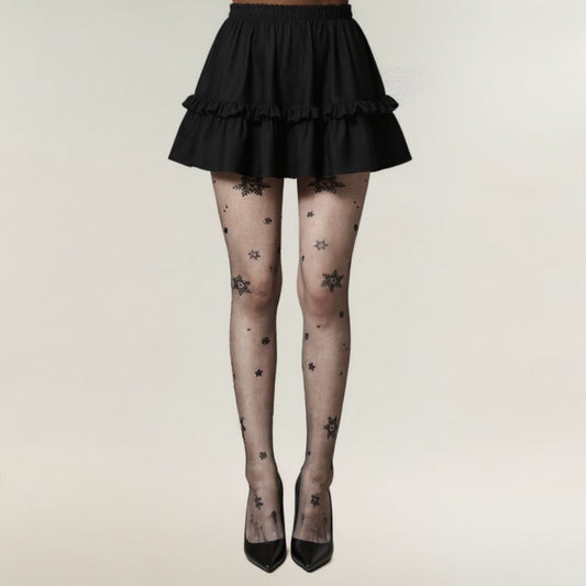 Sheer Tights with Glitter Star Pattern Design