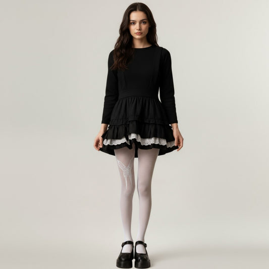 Fishnet Tights with Butterfly Lace Design