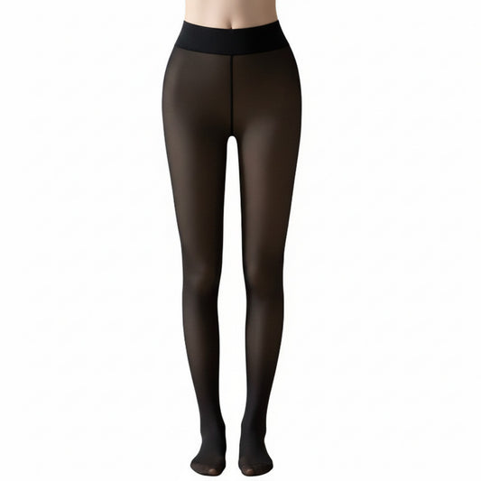 Bare-Legs Fleece Lined Thickened Pantyhose with Skin-Transparent Finish and Soft Stretch High Waist Design