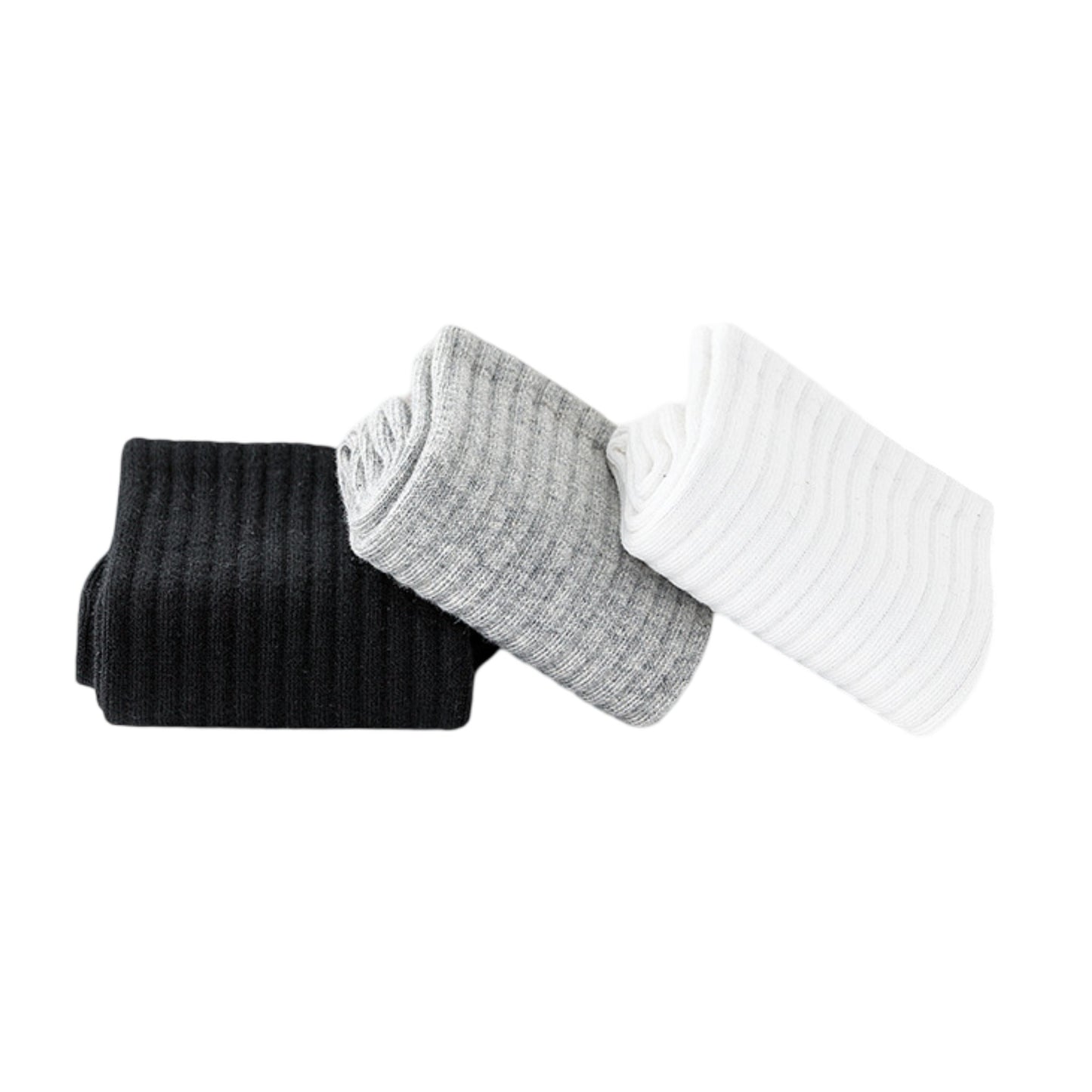 3 Pairs Cotton Crew Socks Soft Ribbed Knit Breathable Everyday Comfort