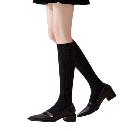 1-Pack Womens Vintage Knit Knee High Socks Soft Stretch Cable Texture