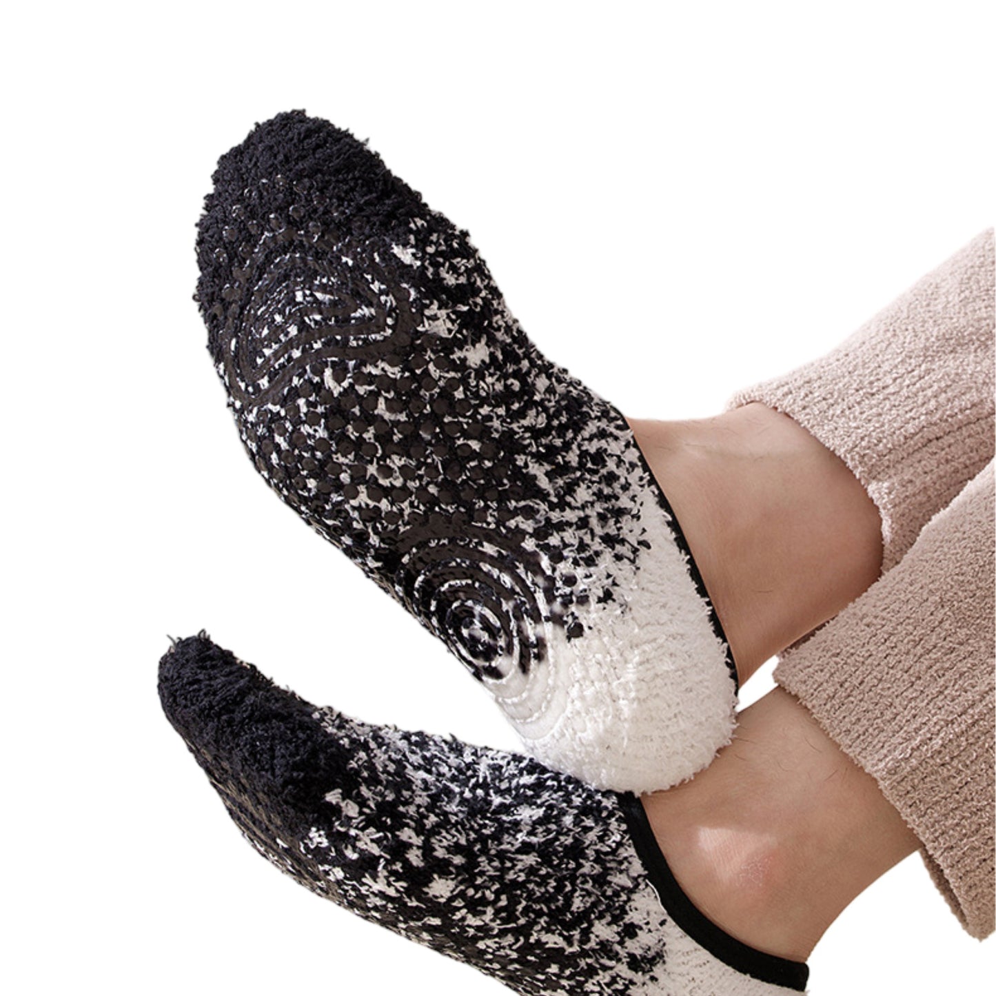 3-Pack Mens Winter No Show Socks with Non Slip Grips Soft Thermal Cozy Fit