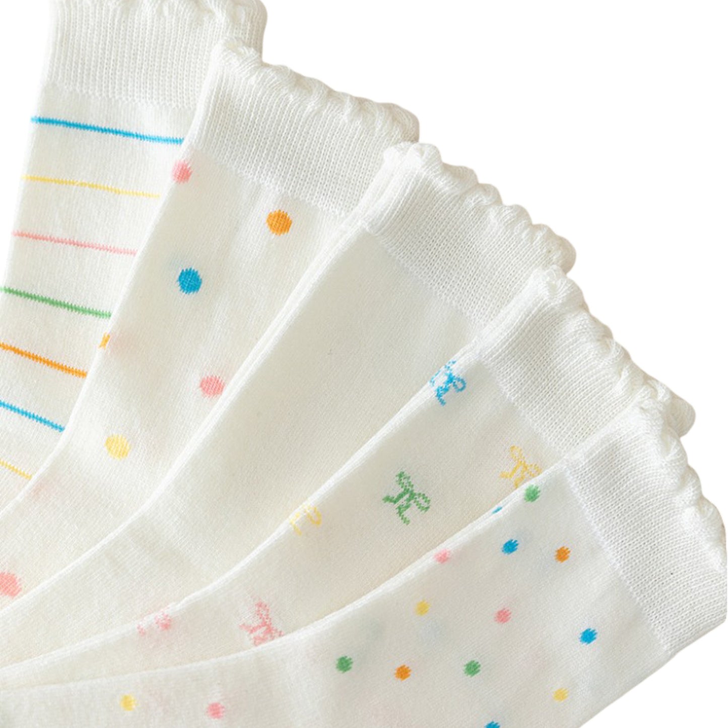 3-Pack Womens Cotton Ruffle Crew Socks with Cute Pattern Design