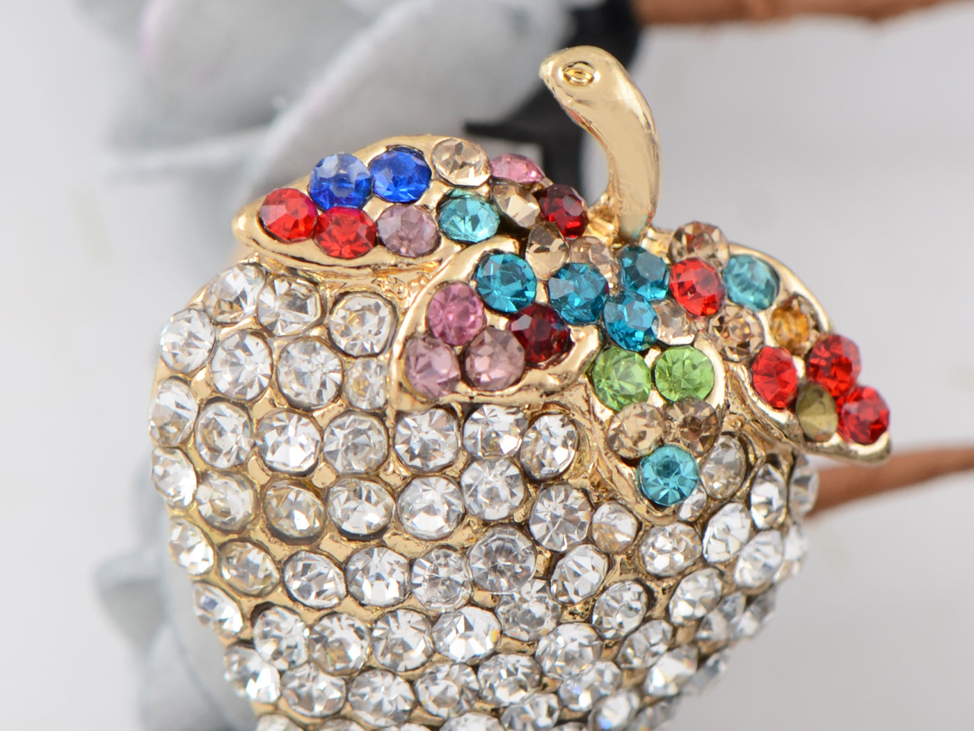 Women Elegant Crystal Rhinestone Sweet Strawberry With Colorful Leaves Fashion Ring