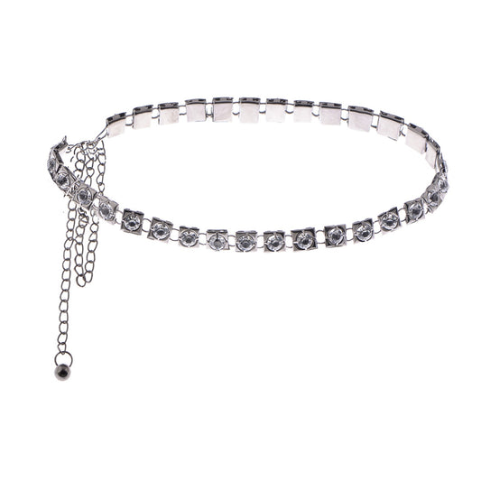 Crystal Square Link Waist Chain with Adjustable Extender