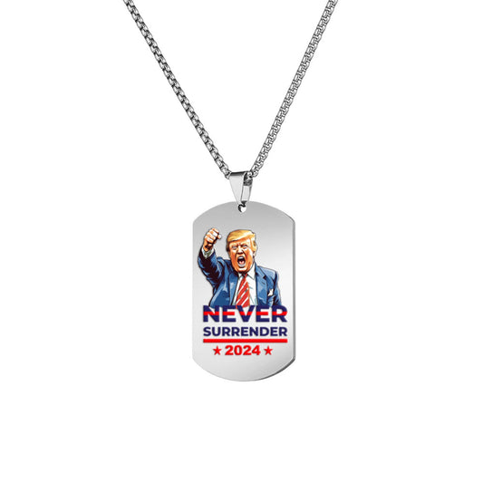 Trump 2024 Tag Necklace Shooting Makes Me Stronger Stainless Steel Chain