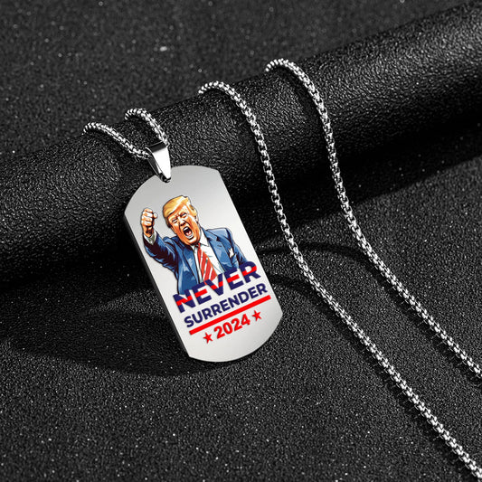 Trump 2024 Tag Necklace Shooting Makes Me Stronger Stainless Steel Chain