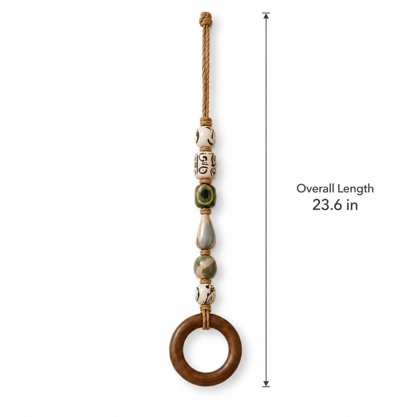 Coastal Beaded Wood Ring Towel Hanger
