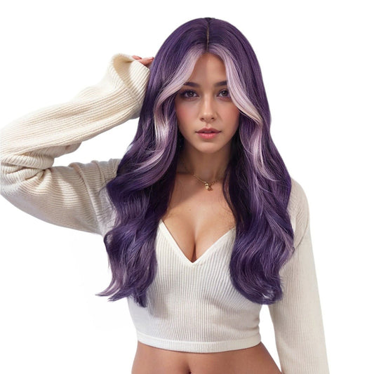 Long Wavy Wigs 27 Inch Middle Part Curly Wig for Daily Party Use