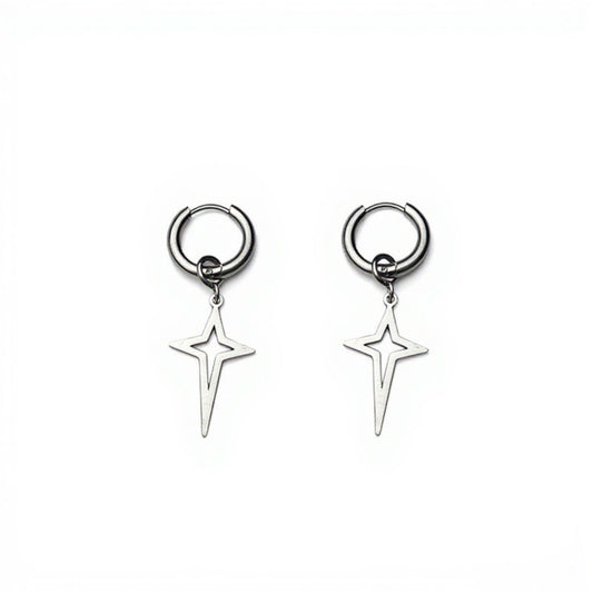 Star Drop Hoop Earrings with Cutout Geometric Charm and Sleek Minimalist Design for a Modern Stylish Everyday Accessory