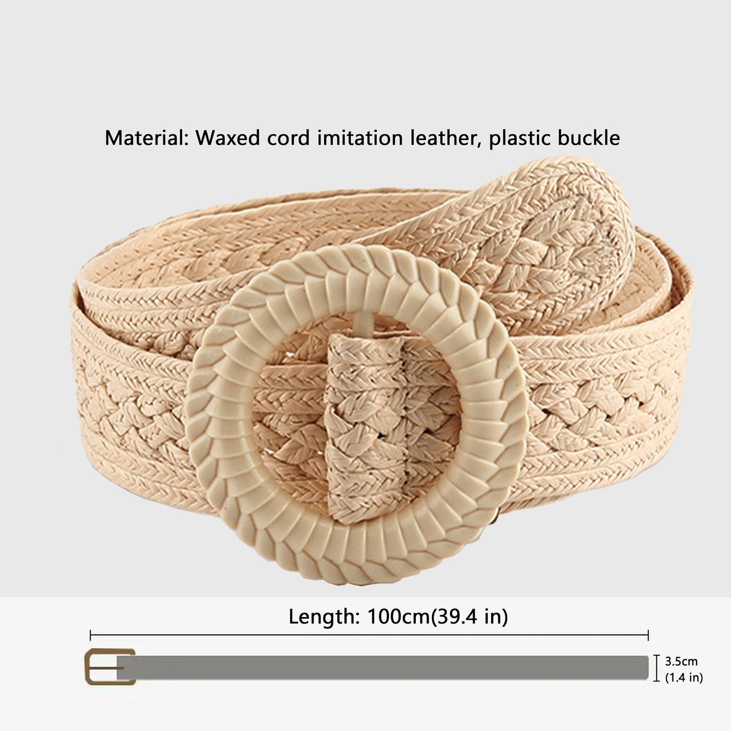 Bohemian Style Woven Belt with Round Plastic Buckle