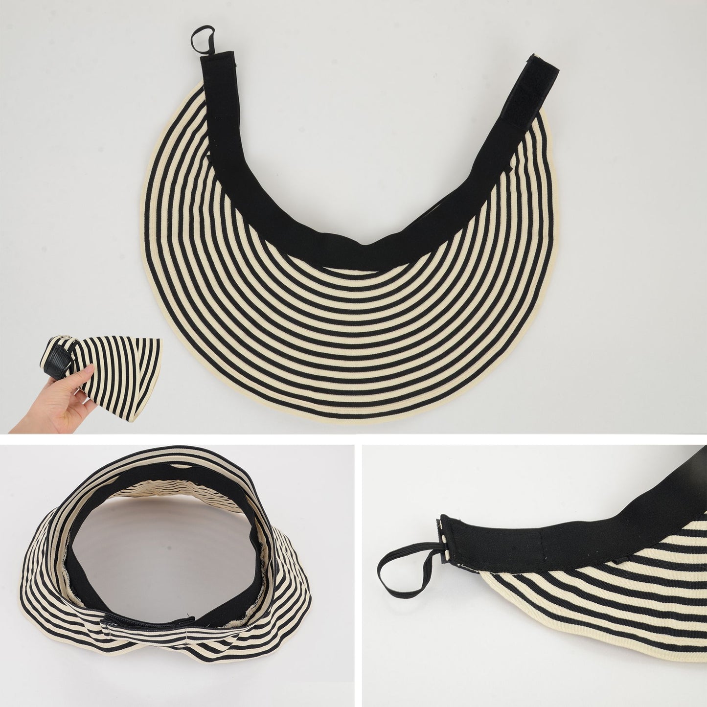 Striped Wide Brim Sun Visor Hat Lightweight Foldable Design for Outdoor Travel Beach Hiking Sports Vacations