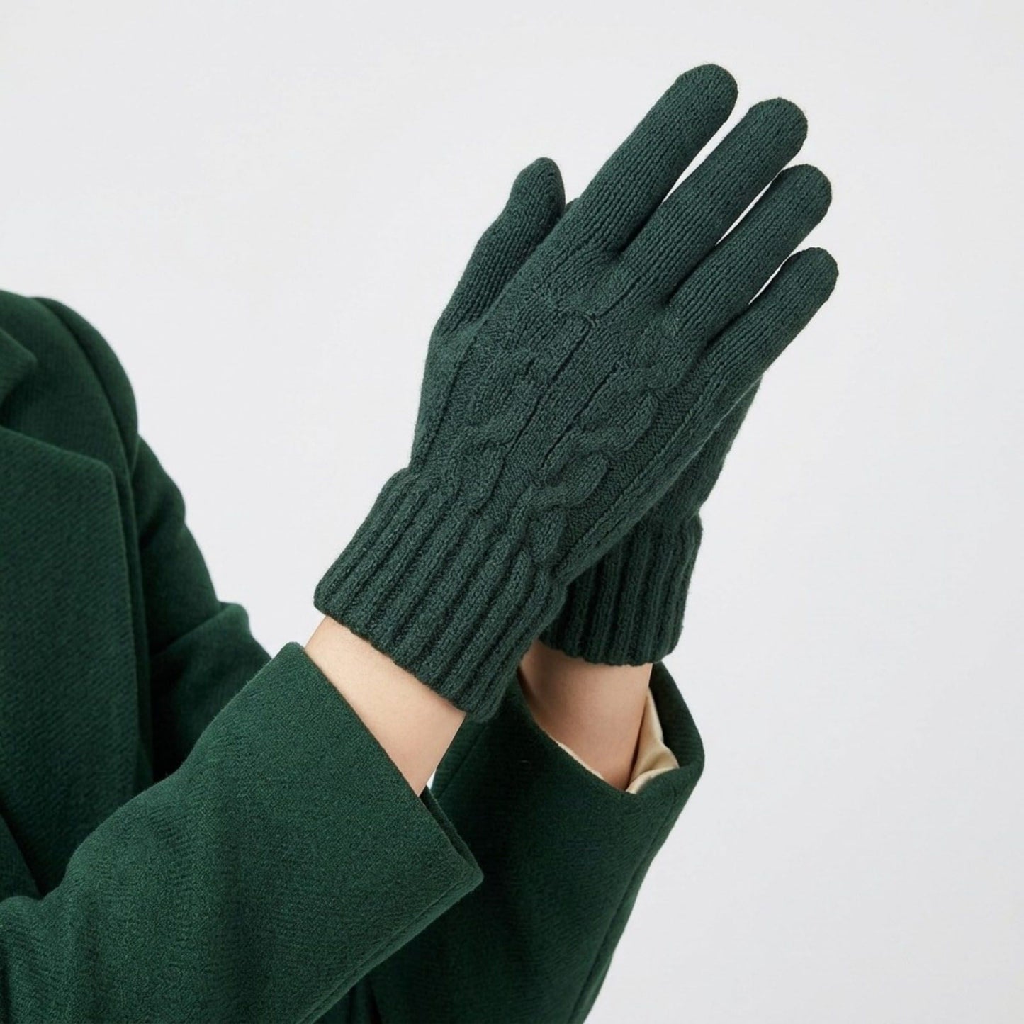 Knit Winter Gloves with Ribbed Cuffs 7.8 x 3.3in
