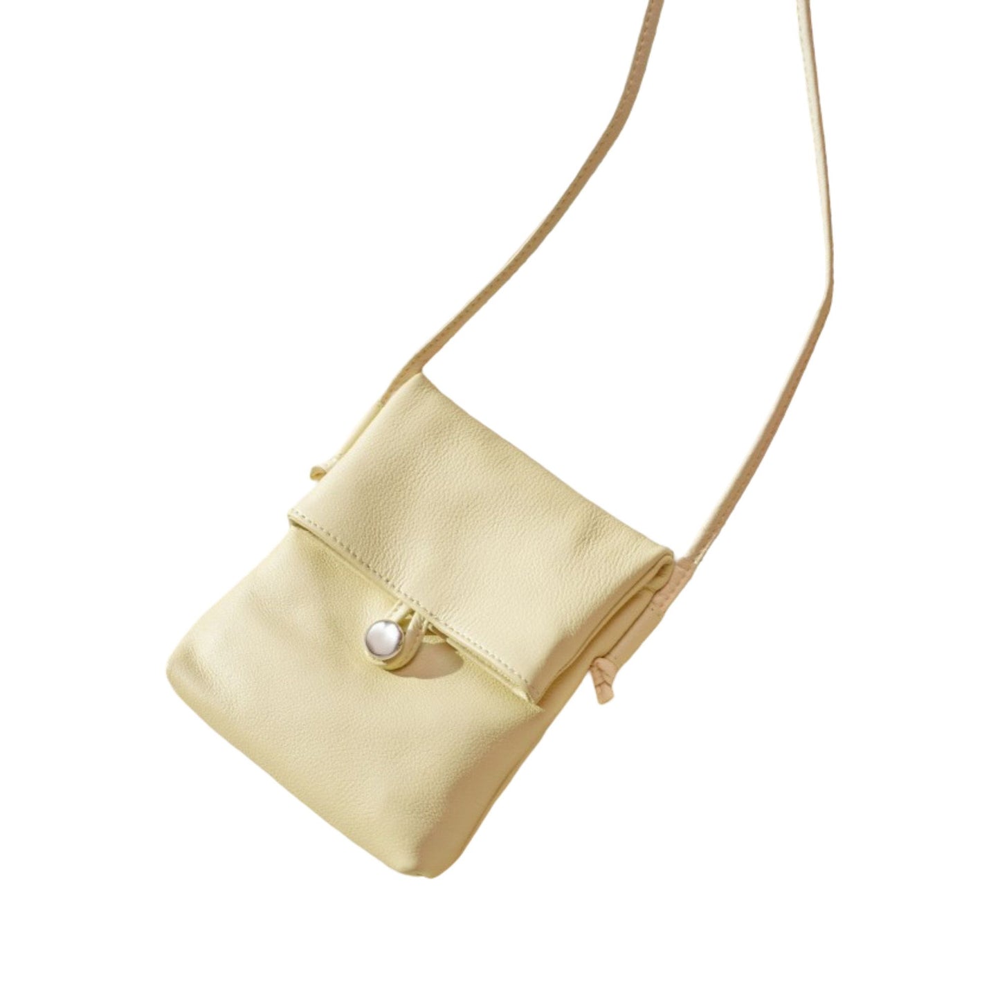 Leather Phone Crossbody Bag with Flap Closure Slim Wallet Design and Adjustable Strap