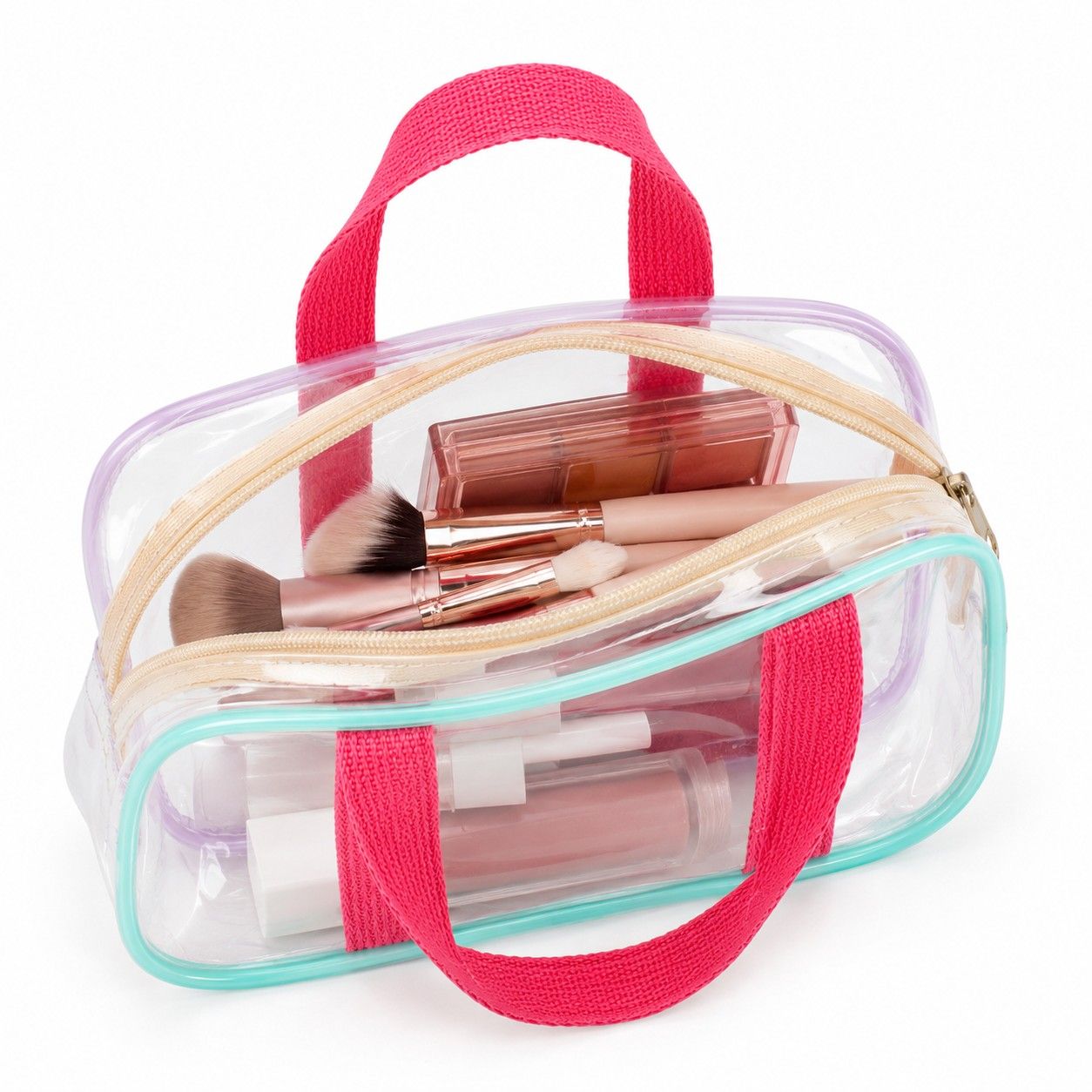 Clear PVC Travel Toiletry Bag with Zip Closure and Carry Handles