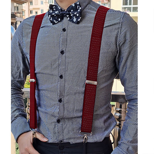 Men's Adjustable Suspenders 46in Elastic Suspenders with Clips for Formal & Casual Wear