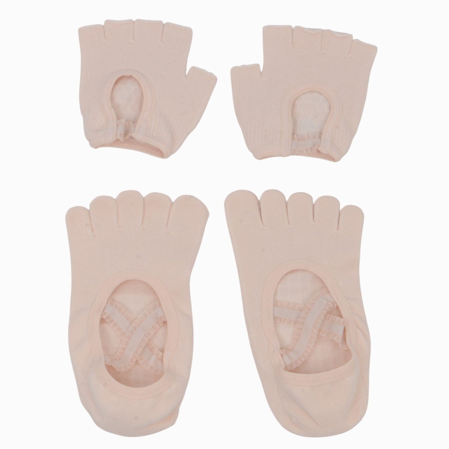 Yoga Socks and Gloves Set with Anti-Slip Grip for Pilates and Barre Workouts