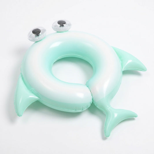Kids Inflatable Dolphin Pool Ring with 3D Eyes and Tail Fin
