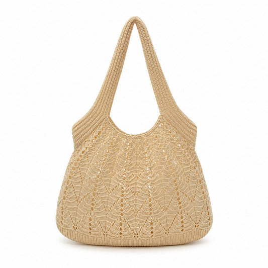 Crochet Tote Bag Lightweight Shoulder Bag with Openwork Knit Texture