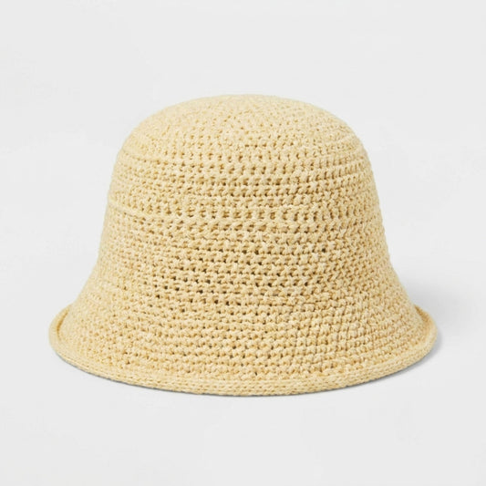 Crochet Bucket Hat with Rolled Brim and Openwork Texture