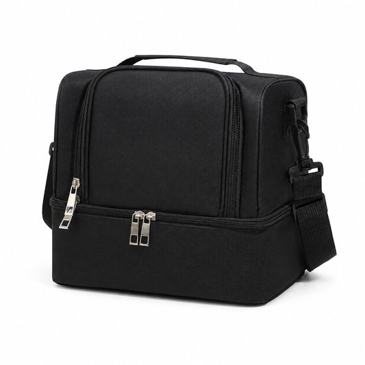Dual Compartment Insulated Lunch Bag with Adjustable Shoulder Strap