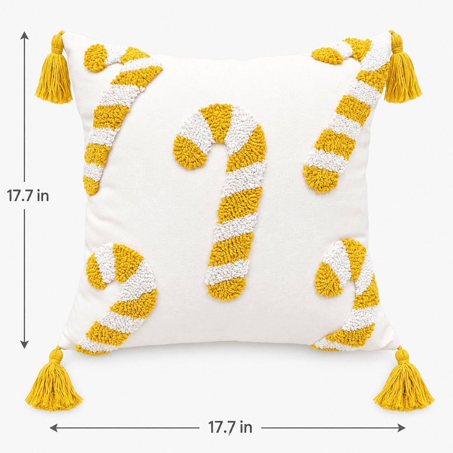 Christmas Candy Cane Tufted Tassel Throw Pillow Cover
