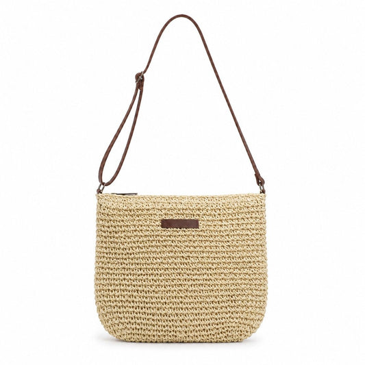 Textured Woven Crossbody Bag with Zip Closure Adjustable Strap and Inner Zip Pocket