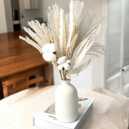 Cotton and Pampas Grass Dried Floral Arrangement