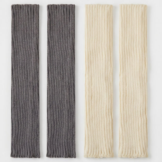 2-Pair Long Ribbed Knit Leg Warmers Set, Slouchy Knee-High Boot Sleeves
